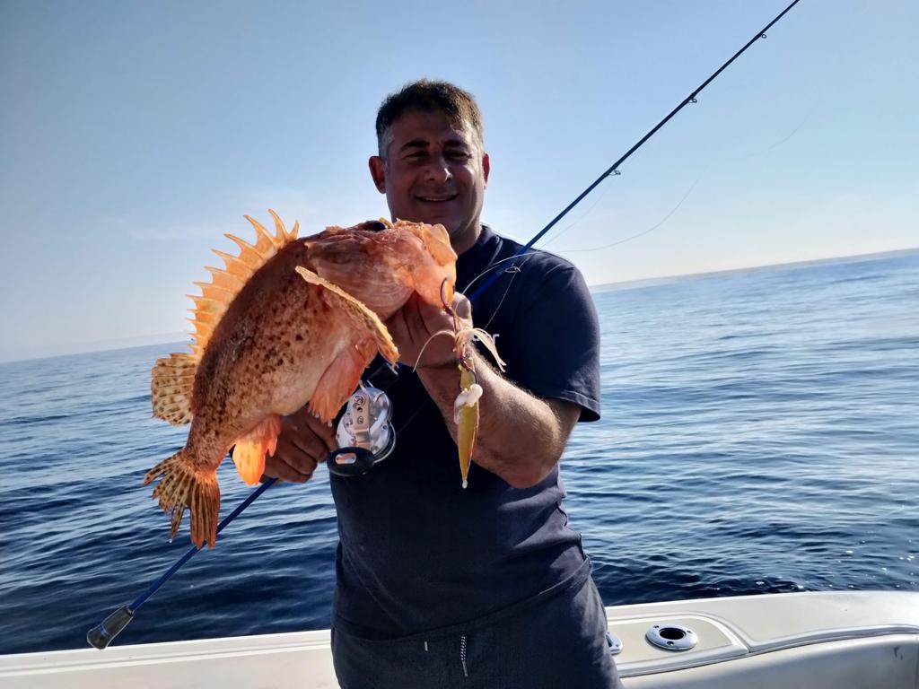 Scorpion fish hooked by Josef with tackle and gear from Mister Fish Malta