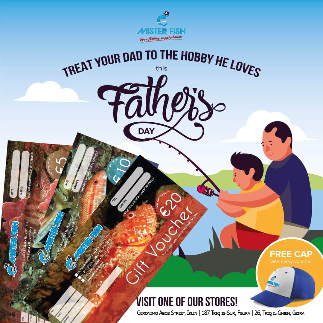 Treat your dad this Father's Day with a voucher from any Mister Fish outlet Iklin, Fgura, Gzira